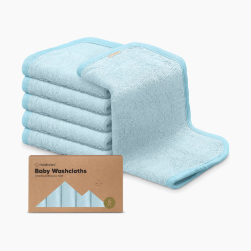 KeaBabies Deluxe Baby Bamboo Viscose Washcloths (6 Pack) - Bravo Blue, 6
