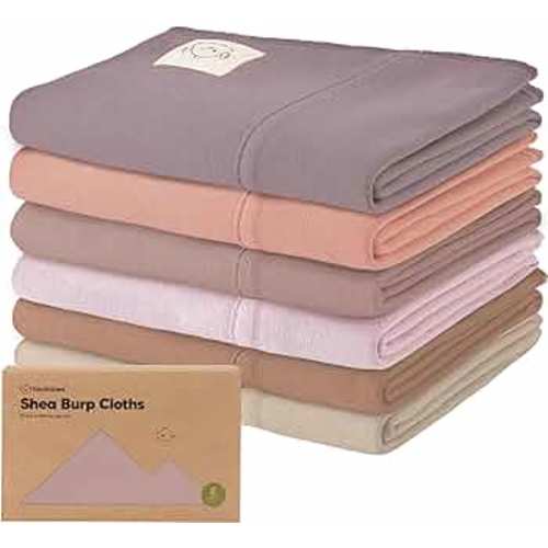Organic Burp Cloths Baby Girl, Boy - 6-Pack Large Baby Burp Cloths, Super Absorbent Burping Cloths for Babies, Soft & Plush Cotton Burp Cloth, Spit Up Burp Rags, Newborn Burp Clothes (Mauve)