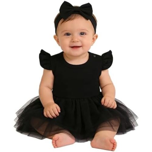 Magic Park 0-18M Infant Bodysuit Tutu Dress Baby Girl Romper Dress Toddler Solid Color Tulle Skirt Baptism Holidays Outfits