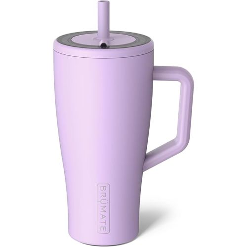 BrüMate Era 30 oz Tumbler with Handle and Straw | 100% Leakproof Insulated Tumbler with Lid and Straw | Made of Stainless Steel | Cup Holder Friendly Base | 30oz (Lavender)