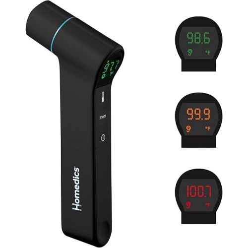 Homedics Dual-Use Ear and Forehead Thermometer, in-Ear and No-Touch Infrared Technology, Instant Results in 1 Second, Color-Coded Readings, Reliable and Accurate, Body and Object Temperature
