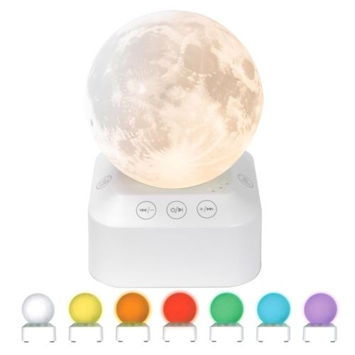 White Noise Sleep Machine with Moon Lamp Night Light,24 Soothing Sounds,Adjustable RGB Color Changing,Sleep Aid for Babies & Adults,Timer & Type-C Rechargeable,Reduces Stress & Improves Sleep Quality