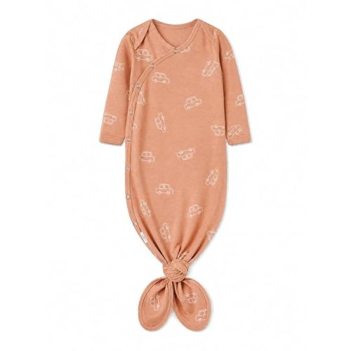 Copper Pearl Baby Gown - Knotted Newborn Sleepers for Baby Boy and Girl, Soft Stretchy Long Sleeve Infant Gowns with Bottom Tie and Hand Mittens, Perfect Hospital Coming Home Outfit (Cooper)