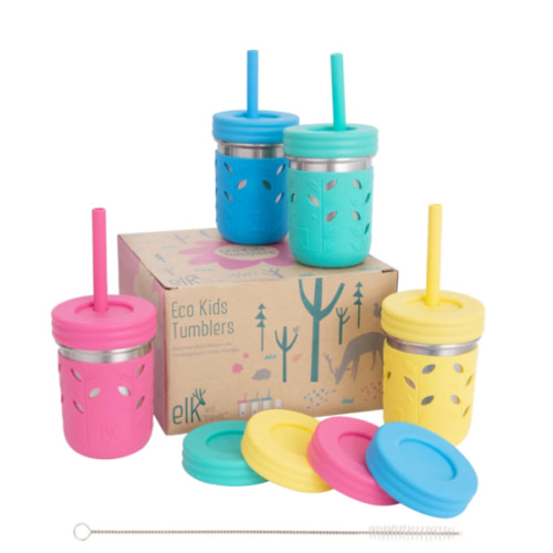 Stainless Steel 10oz Drinking Tumblers + Food Storage - pink/teal