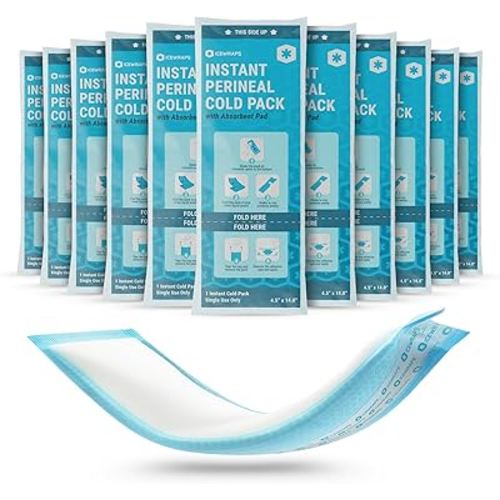 ICEWRAPS Instant Postpartum Cold Pads for Women After Birth – Perineal Ice Packs for Postpartum Care, Easy to Activate (Squeeze to Use) Stays Cold up to 20 Min, 12 Individually Disposable Wrapped Pads