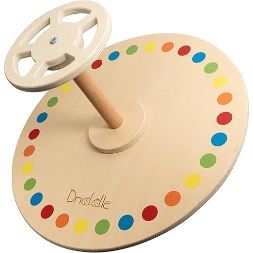 Wooden Spinner Seat - Sit and Spin - Bigger Size - Classic Spinning Activity Toy for Toddlers & Kids All Ages (Patent Pending)