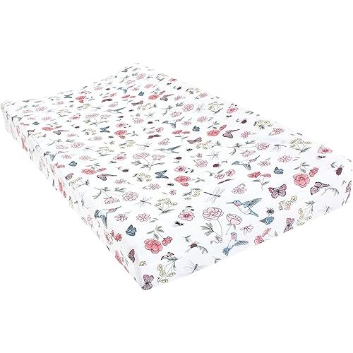 Hudson Baby Unisex Baby Cotton Changing Pad Cover, Hummingbird Garden, One Size