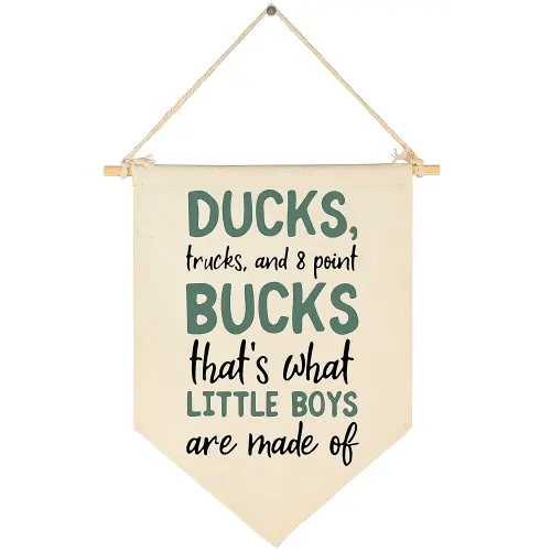 Duck Hunting Nursery Decor-Deer Wall Decor-Birthday Christmas Gift-Canvas Hanging Flag Banner Wall Sign Decor Gift for Nursery Bedroom Playroom Front Door Baby Kids Boy Teen
