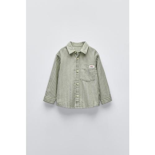 STRIPED POCKET SHIRT - Ecru / Green | ZARA United States