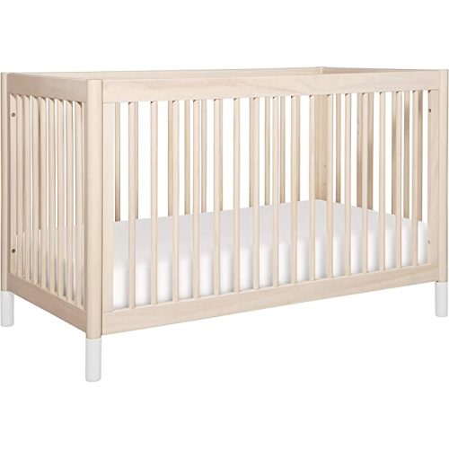 Babyletto Gelato 4-in-1 Convertible Crib with Toddler Bed Conversion in Washed Natural and White, Greenguard Gold Certified