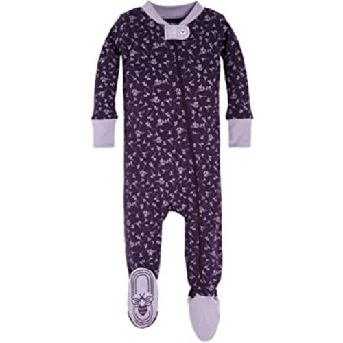 Burt's Bees Baby Girls Pajamas, Zip Front Non-slip Footed Pjs, 100% Organic Cotton and Toddler Sleepers