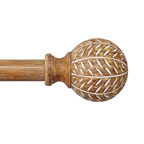Amazon.com: QDWIS Wood Curtain Rods for Windows 48 to 84 Inch,1'' Diameter Drapery Rods with Imitation Wood Grain Leaf Pattern Finials,Boho Adjustable Heavy Duty Curtain Rods Set,36-88'',Color:Natural Wood : Home & Kitchen