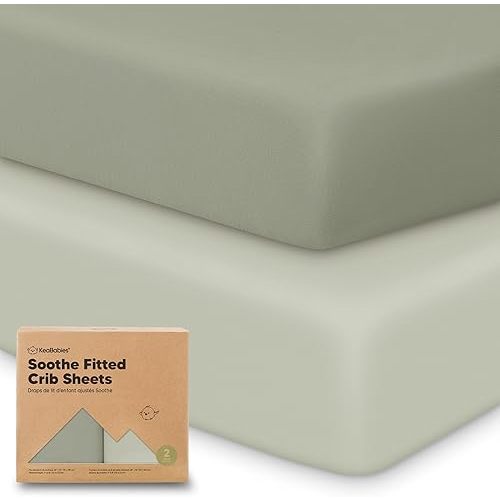 KeaBabies 2-Pack Organic Crib Sheets for Boys, Girls - 52x28 Fitted Crib Mattress Sheet Neutral, Breathable Jersey Cotton Cover for Baby Bed, Toddler Mattress, Soft & Cute Prints (Lichen)