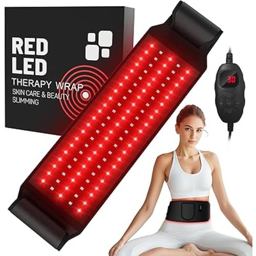 Red Light Therapy for Body:5 Light Levels Infrared Light Heat Therapy Belt Wrap for Back/Waist/Muscle/Pain Relief 660nm & 850nm Led Beads Red Light Therapy Device with Timer
