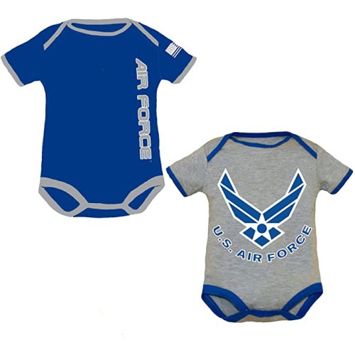 TC U.S.A.F. 2pk Baby Boy Air Force Bodysuit Size 3-6M (Blue Gray)