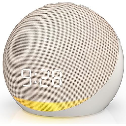 Sound Machine Alarm Clock for Bedroom: 25 Natural Sleep Sounds - White Noise Machine for Adults Kids Baby - Gentle Wake Up Alarm with Bluetooth Speaker - Putty