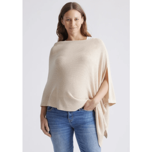 Lightweight Cotton Cashmere Nursing Shawl - Oatmeal