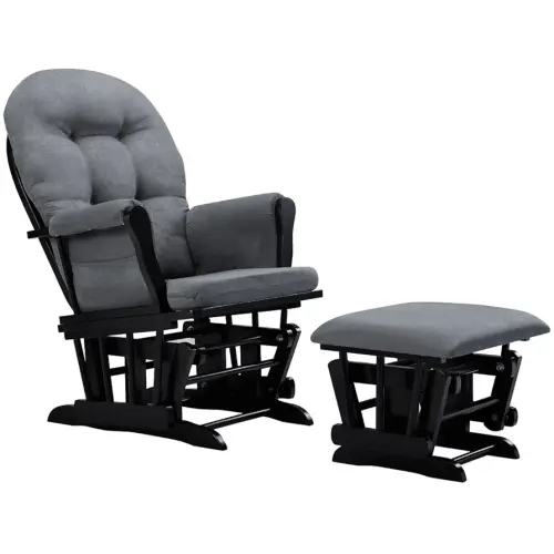 Angel Line Windsor Glider and Ottoman Cushion,Metal, Black/Dark Grey