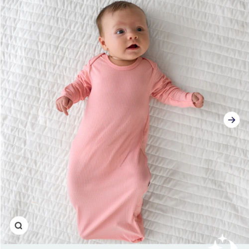 Bubblegum Ribbed Infant Gown - Little Sleepies