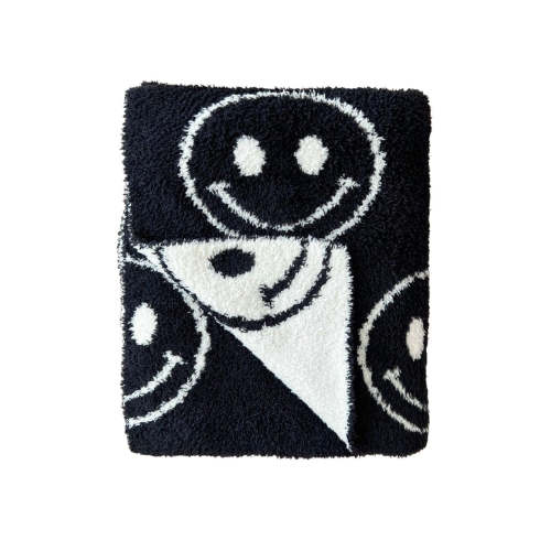 Smiley Fuzzy Blanket | Black