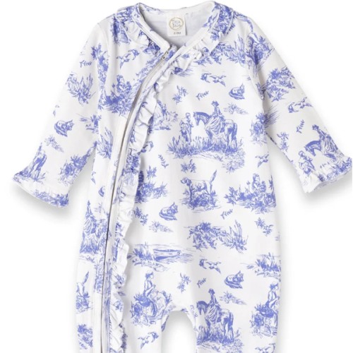 Toile de Jouy Bamboo Zipper Romper - 0-3 Months