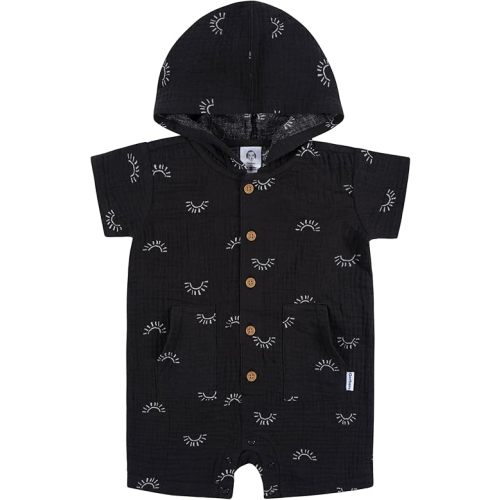 Gerber Baby Boys' Hooded Cotton RomperRomper