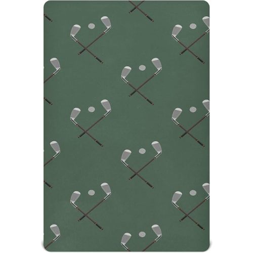 Sports Golf Ball Green Crib Sheets Soft Breathable Fitted Baby Crib Sheets Mattress Cover for Girls Boys, 52" x 28" x 9"