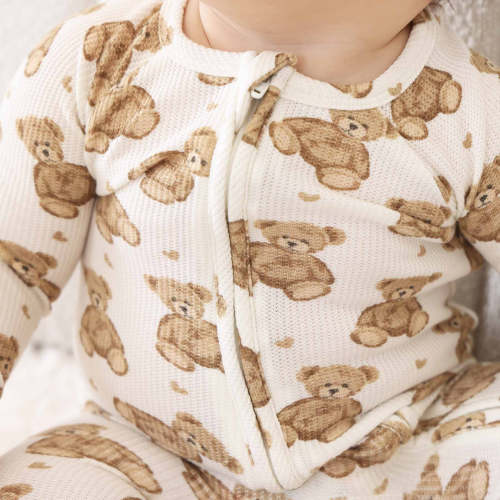Beary Sweet Bamboo Waffle Convertible Zip Romper