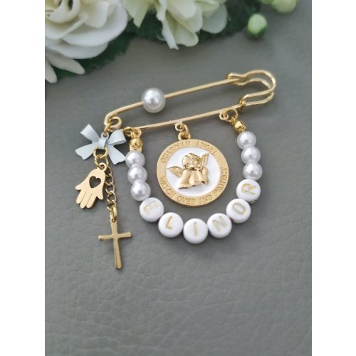 Guardian Angel Baby Pin, Watch Over and Protect Cherub Pin Brooch, Custom Boy Girl Christening Baptism Gifts Keepsake, Pearl Gold Safety Pin - Etsy