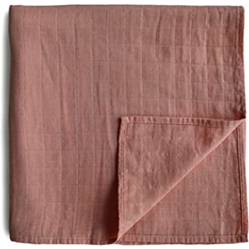 mushie Muslin Baby Swaddle Blanket | 100% Organic Cotton (Cedar)