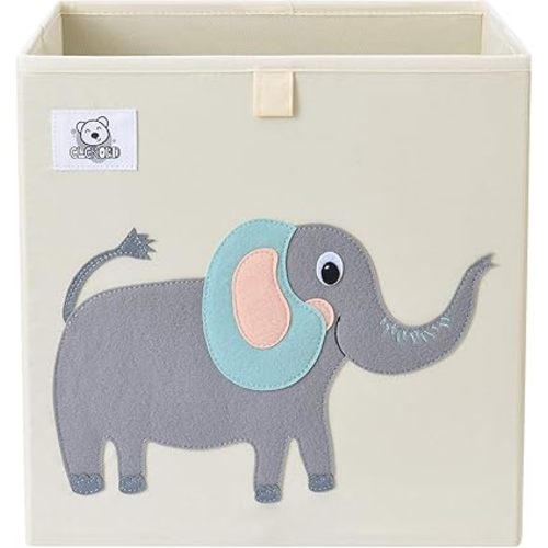 CLCROBD Foldable Animal Cube Storage Bins Fabric Toy Box/Chest/Organizer for Toddler/Kids Nursery, Playroom, 13 inch (Cute Elephant)
