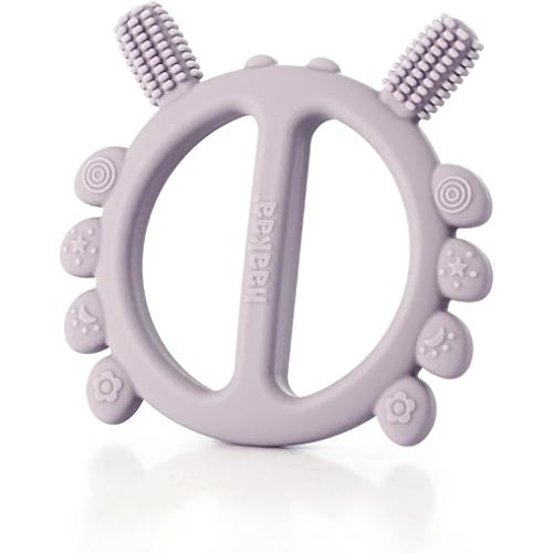 Haakaa Silicone Crab Baby Teether,Teething Toys,360°Baby Toothbrush Head for Infant Self-Brushing Training,Food-Grade Silicone,Steel Blue