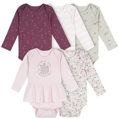 Gerber Baby Girls' 6-Pack Long-Sleeve Onesies Bodysuits
