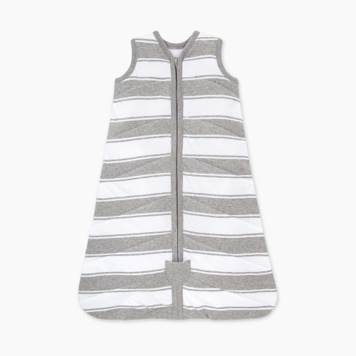Burt's Bees Baby Quilted Beekeeper Organic Cotton Wearable Blanket - Heather Grey Rugby Peace Stripe, Medium
