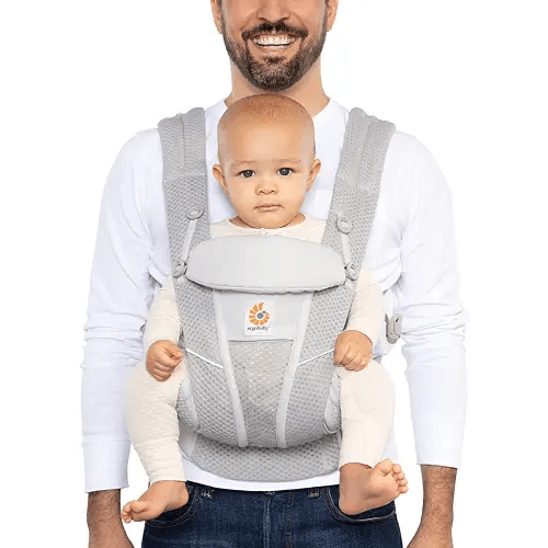 Ergobaby All Carry Positions Breathable Mesh Baby Carrier with Enhanced Lumbar Support & Airflow (7-45 Lb), Omni Breeze, Pearl Grey