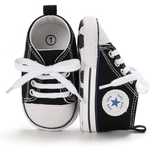 Unisex Baby Girls Boys Canvas High-top Shoes, Newborn Infant Anti-Slip Soft Sole Frist Walking Breathable Sneakers