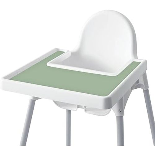 High Chair Placemat for IKEA Antilop Baby High Chair, Silicone Placemats, High Chair Tray Finger Foods Placemat for Boys and Girls, Babies, Toddlers (Pixie Green)