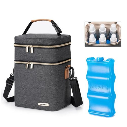 Breastmilk Cooler Bag with Ice Pack Fits 6 Baby Bottles Up to 9 Ounce