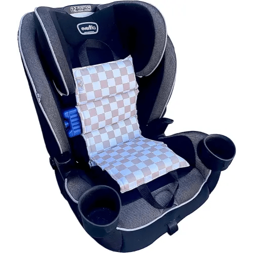 Original Car Seat Cooler Washable Insulated Ice Pack Infant Car Seat Cooling Cushion Mat for Hot Weather Multifunctional Baby Cooling Pad - Solution for Summer (Tan Checker)