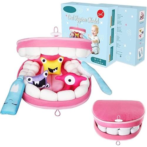 KAKIBLIN Educational Plush Toy, Preschool Educational Plush Toys for Kids, Teaching Kid How to Protect Teeth and Learning What in Their Oral