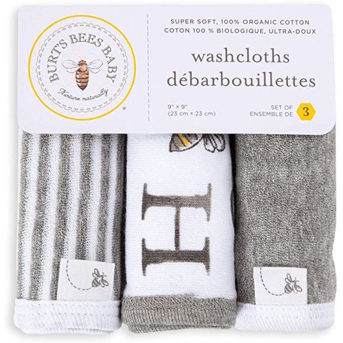 Washcloths, Absorbent Knit Terry, Super Soft 100% Organic Cotton