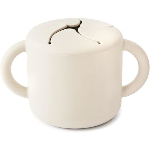 mushie Silicone Snack Cup | Spill Proof Food Container for Toddler and Baby (Ivory)