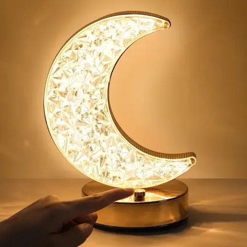 Erweicet Moon Lamp Touch Lamp Crystal lamp Nightstand Light with 1.5M with Charging Cable,3 Colors Modes for Kids Girls Room Decorations…