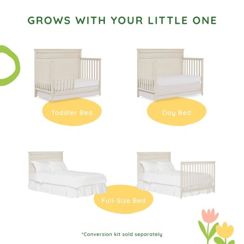 SweetPea Baby Bayfield Convertible Crib - Glazed Brush White