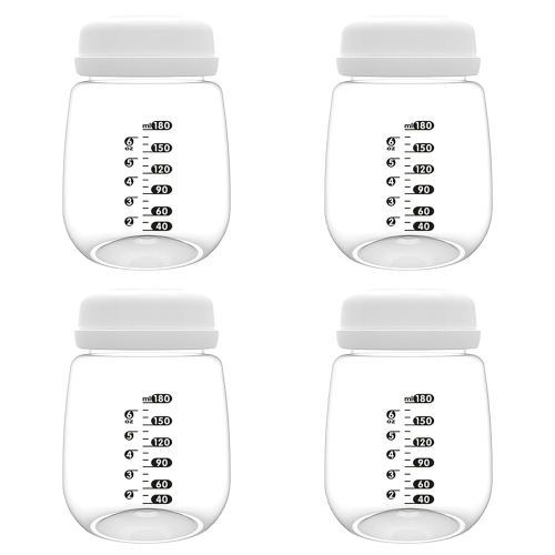 4pcs Breast Pump Collection Bottles for Spectra S2 S1 9 Plus Motif Luna Breast Pumps, 6.oz 180ml Reusable Wide Neck Bottles with Collar and Sealing Disc, Replace for Spectra Bottle