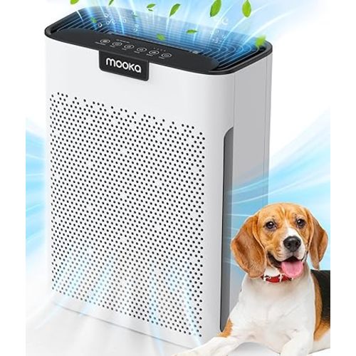 Air Purifiers for Home Large Room 2000 Ft² with Washable Filters, MOOKA H13 HEPA Filter Pet Air Purifier for Bedroom with Fragrance, Air Cleaner for Smoke Dust Pollen Pets Hair Odor, KJ190L White