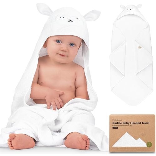KeaBabies Baby Hooded Towel - Viscose Derived from Bamboo Baby Towel, Toddler Bath Towel, Infant Towels, Large Hooded Towel, Organic Baby Towels with Hood for Girls, Babies, Newborn Boys(Lamb) - Regular
