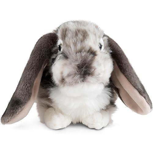 Living Nature Grey Dutch Lop Eared Rabbit Stuffed Animal | Fluffy Rabbit Animal | Soft Toy Gift for Kids | 10 inches