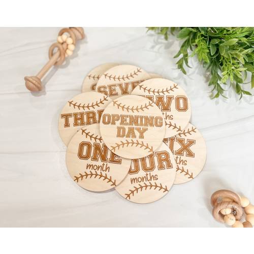 Baseball Wooden Monthly Milestone Discs For Baby Photos | Monthly Milestone Marker | Baseball Milestone Markers | Milestone Cards
