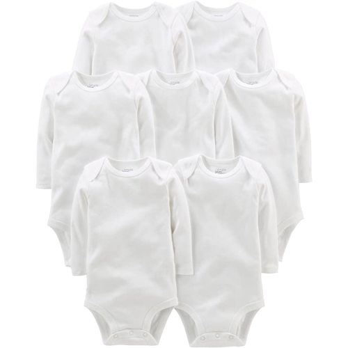 Simple Joys by Carter's Unisex Babies' Long-Sleeve Bodysuit, Pack of 7 - 3-6 Months - White